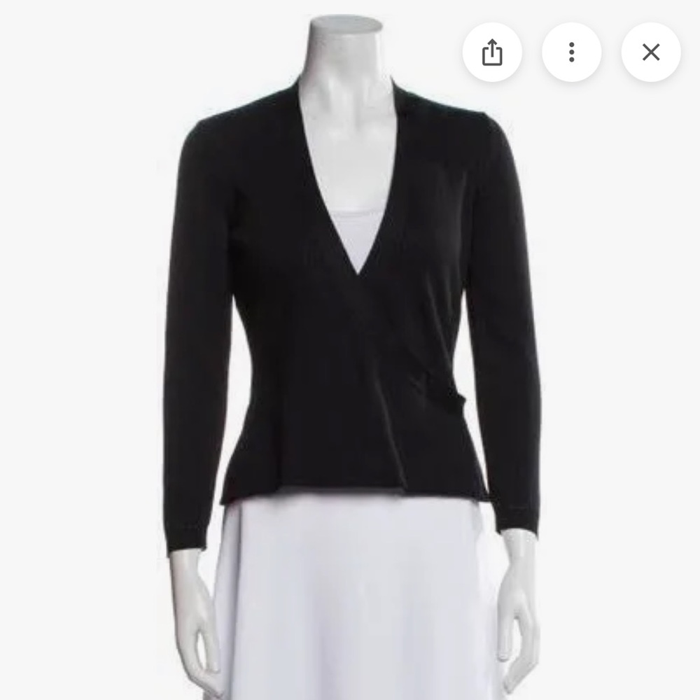 Bally Pure Silk Black Quiet Luxury Wrap Minimalist Sweater, Size 40 (S)